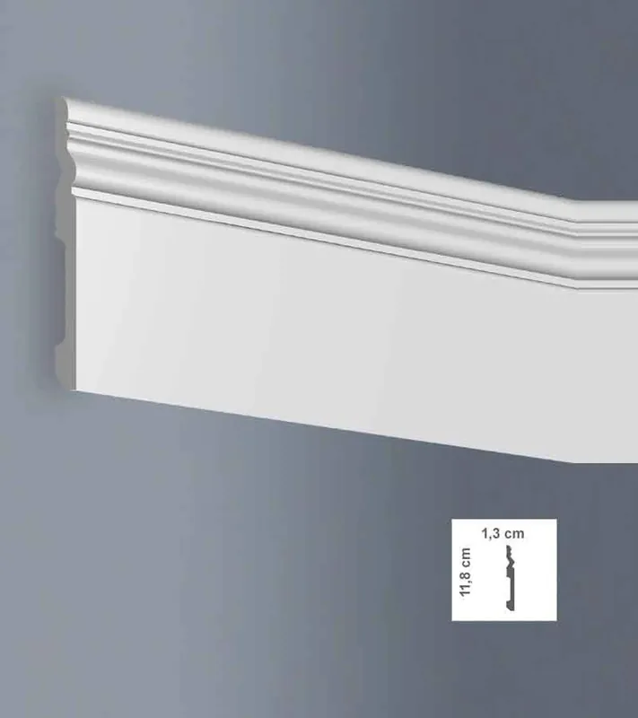 Plinta parchet alba polimer dur 1.3 x 11.8 x 200 cm BOVELACCI NF118 Reducere specială