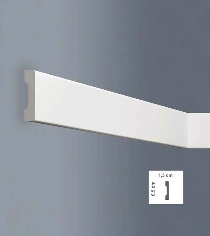 Plinta parchet alba polimer dur 1.3 x 6.5 x 200 cm BOVELACCI NW65 Ofertă specială