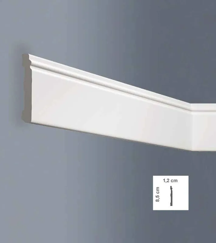 Plinta parchet alba polimer dur 1.2 x 8.5 x 200 cm BOVELACCI NF85 Noutate