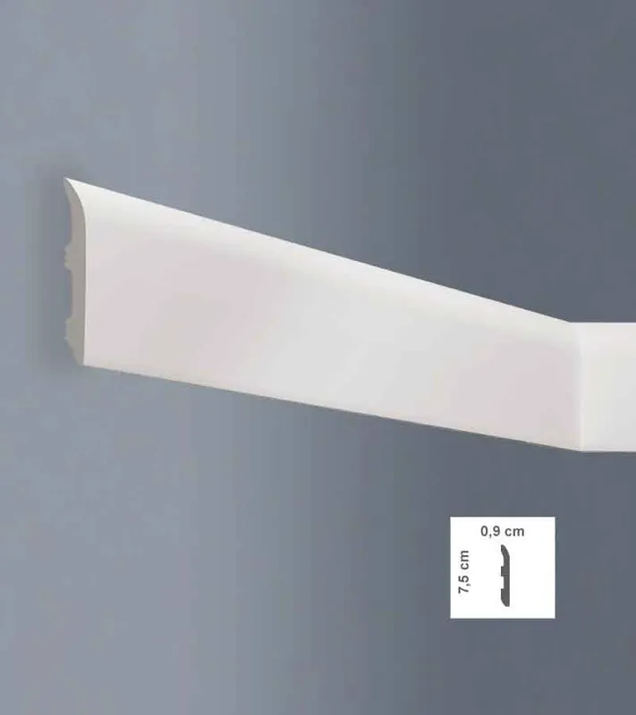 Plinta parchet alba polimer dur 7,5 x 0,9 x 200 cm Newstyl Bovelacci NF75 Super ofertă