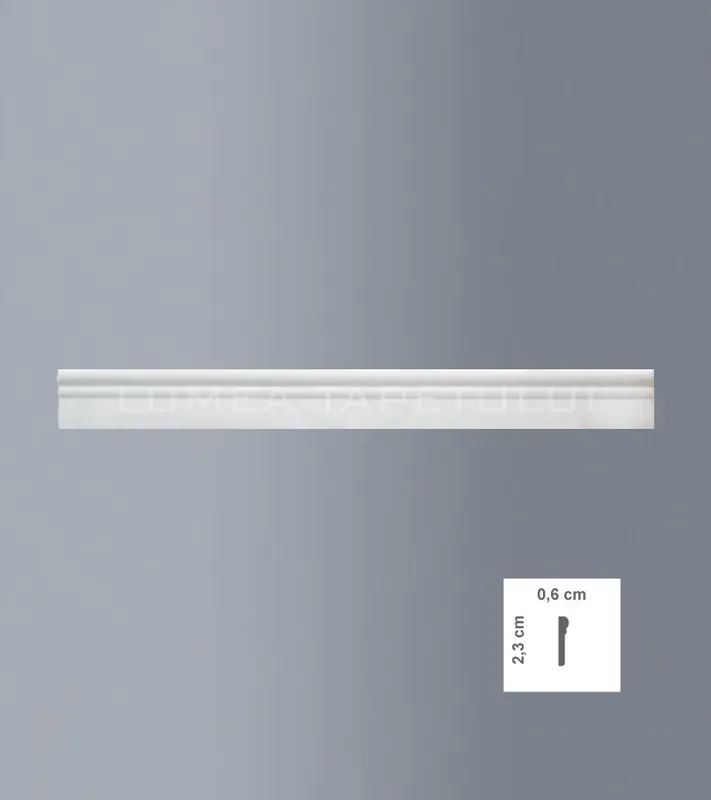 Preț promoțional Profil decorativ tip brau polimer dur alb 0.6 x 2.3 x 200 cm BOVELACCI Profilstyl PP23BN