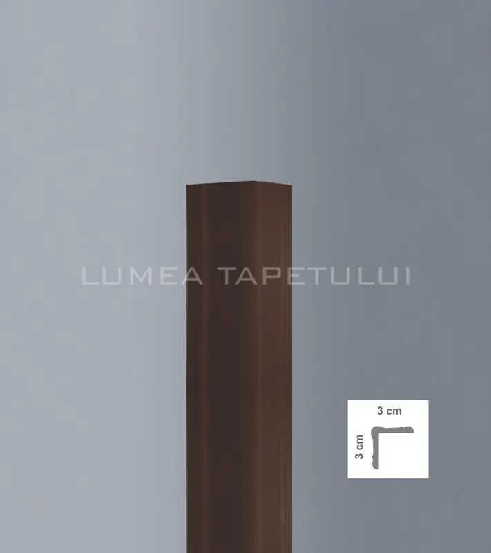 Calitate înaltă Profil decorativ tip coltar polimer dur nuc 3 x 3 x 250 cm BOVELACCI Profilstyl PAB30NCZ
