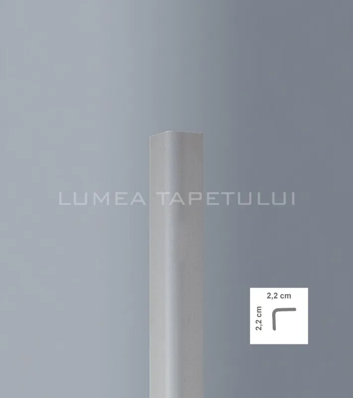 Retur ușor Profil decorativ tip coltar polimer dur gri deschis 2.2 x 2.2 x 300 cm BOVELACCI Profilstyl PA22GC3