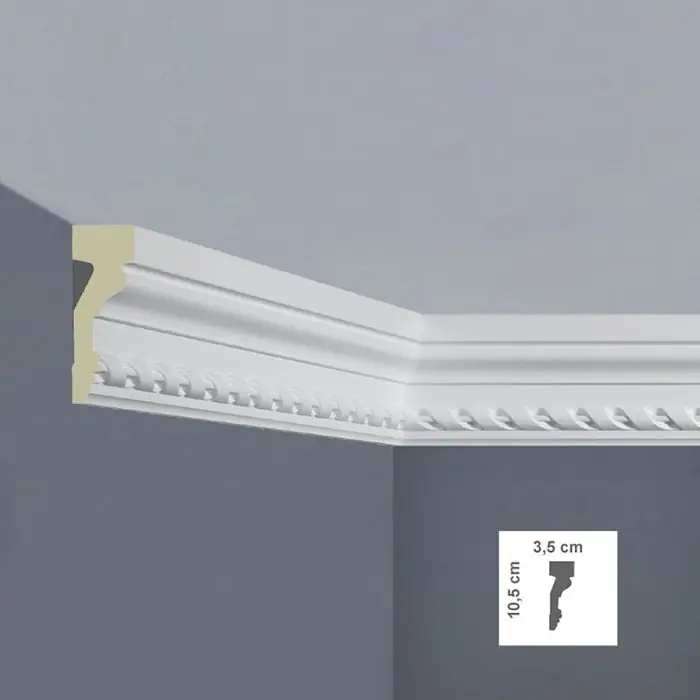 Super ofertă Profil decorativ tip brau poliuretan dur alb 3.5 x 10.5 x 200 cm Bovelacci Classicstyl C3001