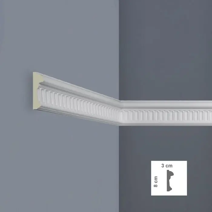 Vezi acum Profil decorativ tip brau poliuretan dur alb 3 x 8 x 200 cm Bovelacci Classicstyl C3040