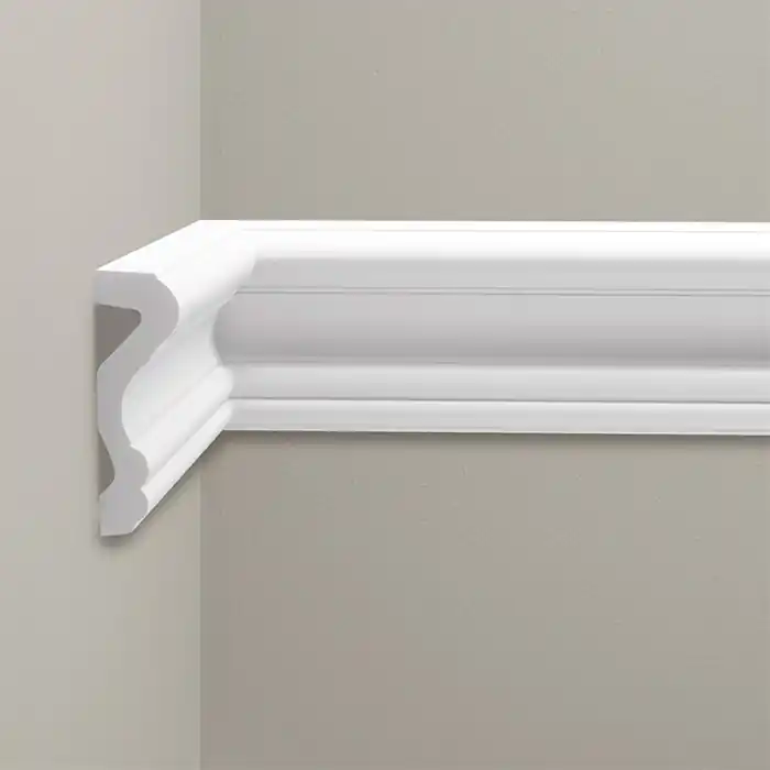 Profil decorativ tip brau poliuretan dur alb 2.6 x 8.6 x 240 cm Cezar LNG03 Popular