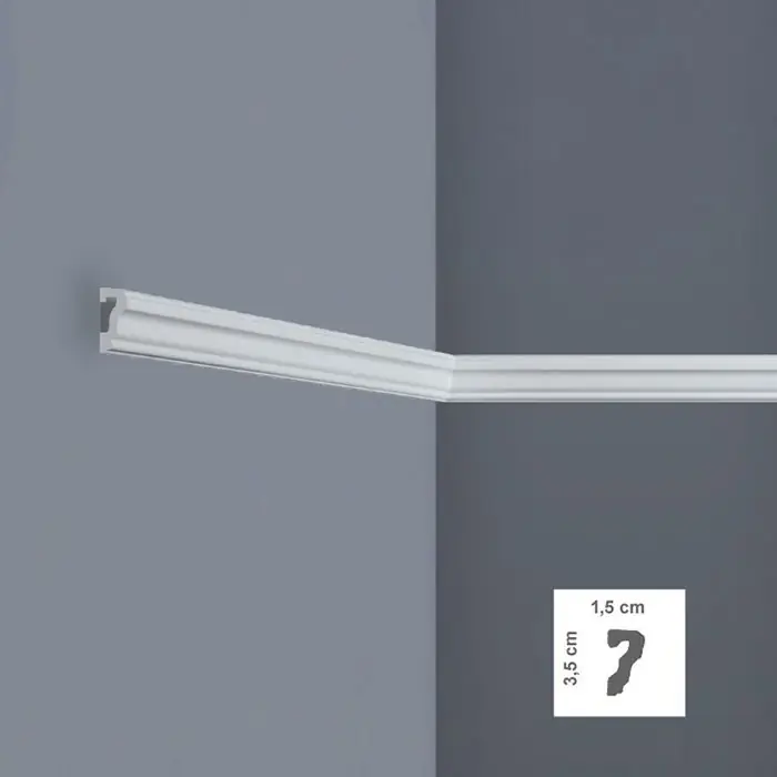 Reducere specială Profil decorativ tip brau polimer dur alb 1.5 x 3.5 x 200 cm BOVELACCI A35W
