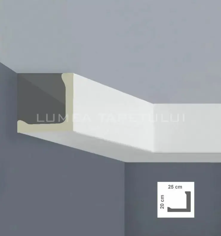 Reducere de preț Cornisa LED decorativa alba poliuretan 25x 20 x 200 cm Bovelacci Classicstyl C3228