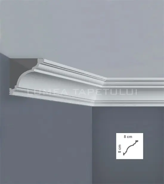 Promoție Cornisa LED decorativa alba polimer dur 8 x 8 x 200 cm Bovelacci Luxstyl L8080