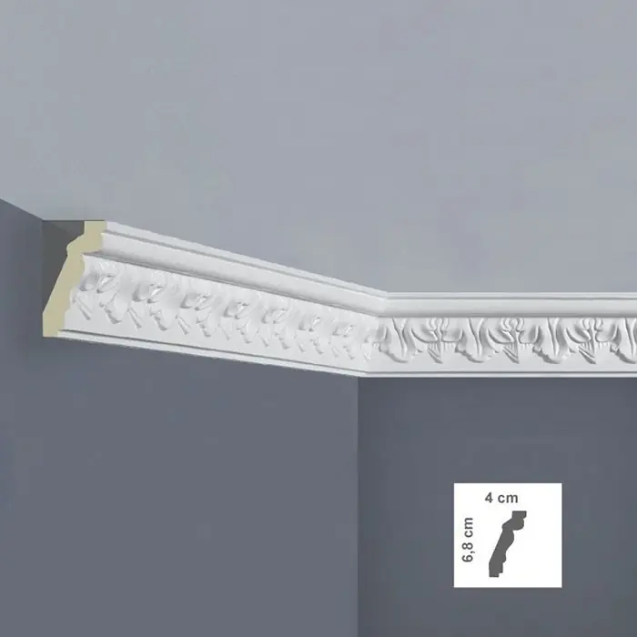 Reducere Cornisa decorativa poliuretan rigid 4 x 6.8 x 200 cm Bovelacci Classicstyl C3008