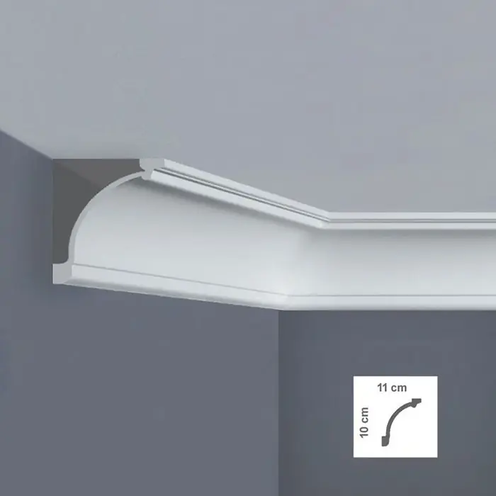 Cornisa tavan polimer dur alba 10 x 11 x 200 cm BOVELACCI A20C Plată securizată