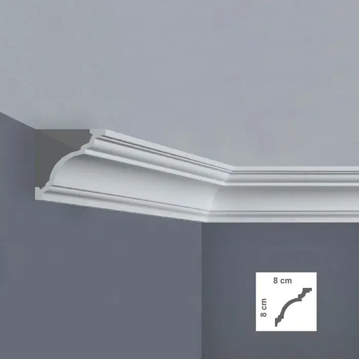 Ultima șansă Cornisa tavan polimer dur alba 8 x 8 x 200 cm BOVELACCI A19C