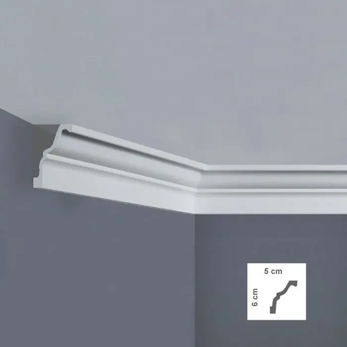 Ofertă Cornisa tavan polimer dur alba 5 x 6 x 200 cm BOVELACCI A18C
