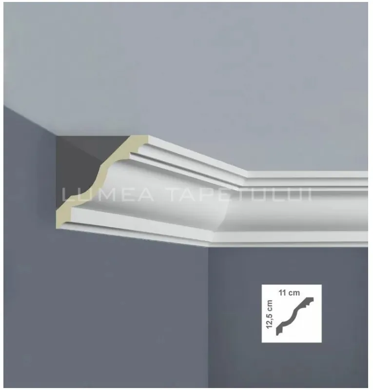 Cornisa LED decorativa alba poliuretan 11 x 12.5 x 200 cm Bovelacci Classicstyl C3022 Premium
