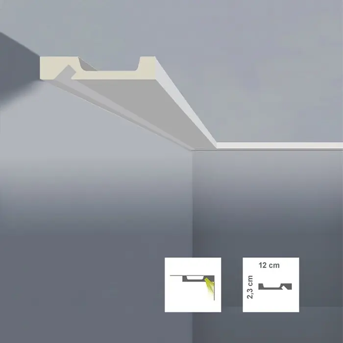 Cornisa LED decorativa alba poliuretan 2,3 x 12 x 200 cm Bovelacci Classicstyl C3123L Reducere specială