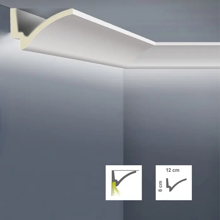 Preferatul clienților Cornisa LED decorativa alba poliuretan 8 x 12 x 200 cm Bovelacci Classicstyl C3121L
