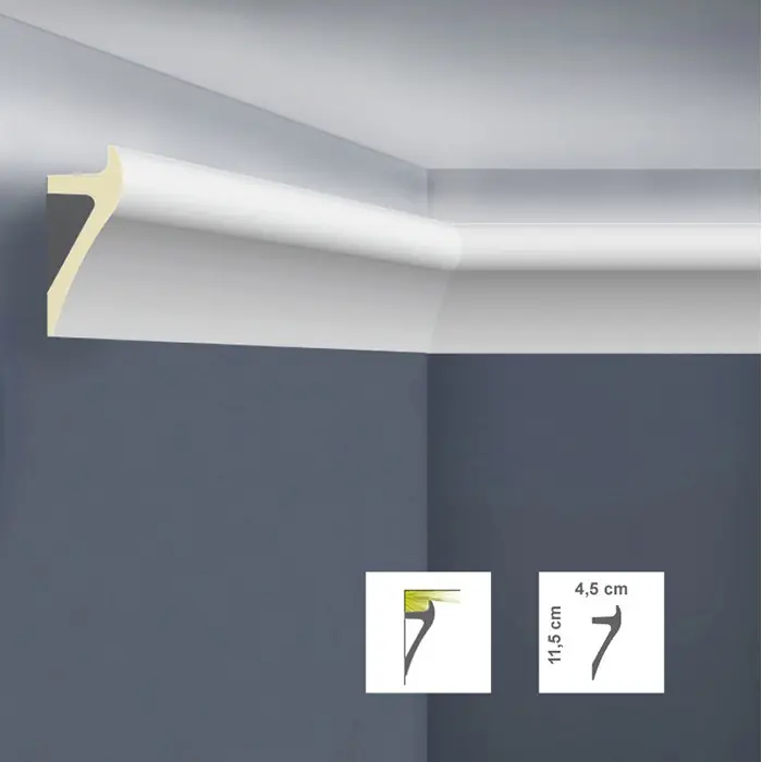 Reducere de preț Cornisa LED decorativa alba poliuretan 4,5 x 11,5 x 200 cm Bovelacci Classicstyl C3115L