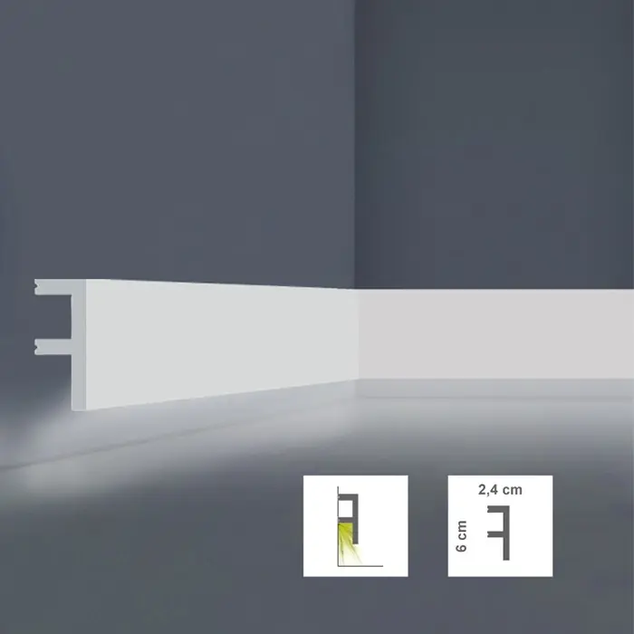 Cornisa LED decorativa alba polimer dur 2,4 x 6 x 200 cm Bovelacci Luxstyl L6024 Mai ieftin
