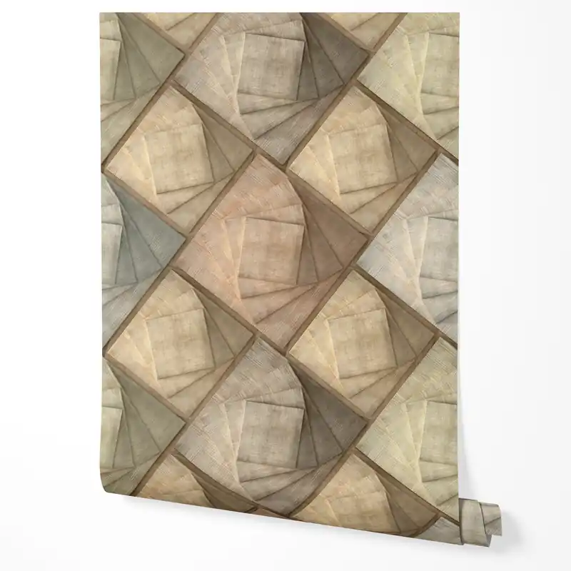 Cel mai bun preț Tapet autoadeziv, furnir pentru mobilă, folie decorativ cu plăci de lemn model geometric pentru dormitor 10m x 0,5m