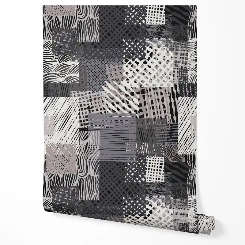 Tapet autoadeziv, furnir pentru mobilă, folie cu textură de linii abstracte model patchwork pentru sufragerie 10m x 0,5m Reducere de preț