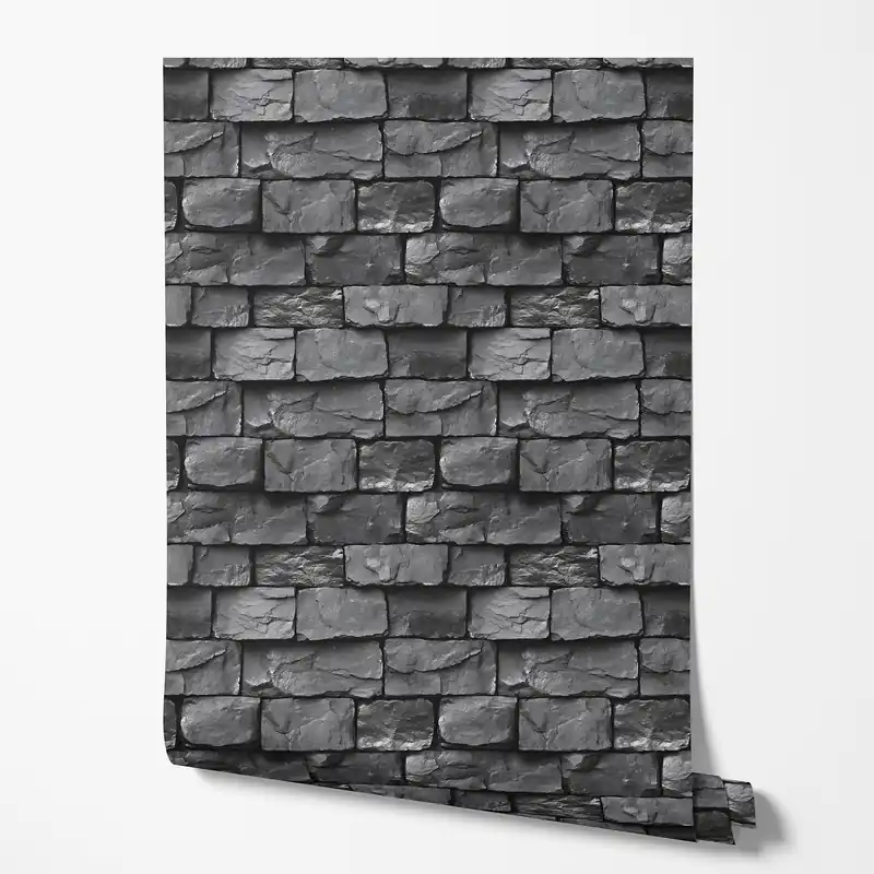 Reducere specială Tapet autoadeziv, furnir pentru mobilă, folie piatră efect 3D gri pentru dormitor living sufragerie 10m x 0.5m