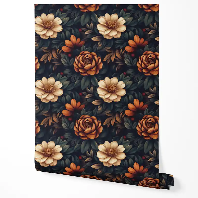 Tapet autoadeziv, furnir pentru mobilă, folie floral cu flori colorate frunze pentru sufragerie bucătărie și birou 10m x 0,5m Preferatul clienților