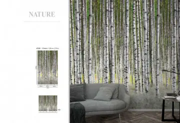 Reducere specială Tapet decorativ, tip panel, padure, gri, verde, living, birou