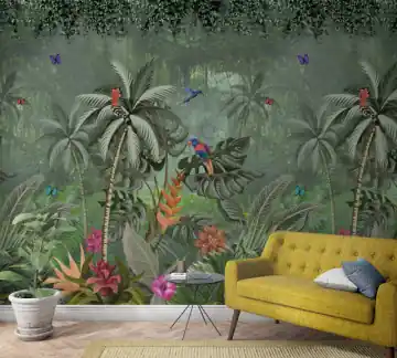 Retur gratuit Tapet decorativ, tip panel, tropical, verde, living, hol, baie