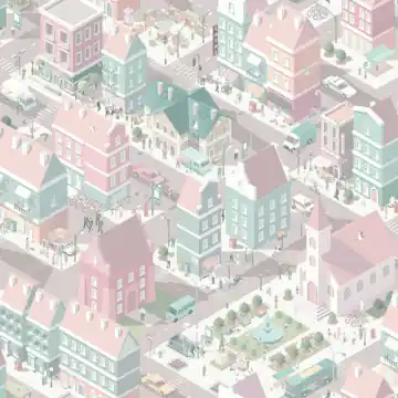Cumpără acum Tapet copii, cu oras, roz, My Kingdom L97603