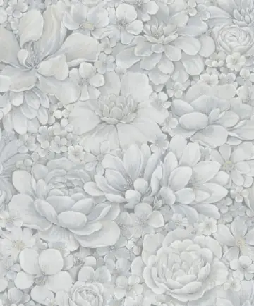 Promoție Tapet floral, extralavabil, argintiu, dormitor