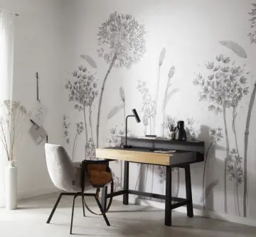 Tapet modern, tip panel, gri, crem, flori Ofertă de sezon