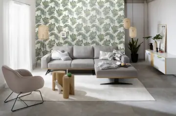 Retur ușor Tapet modern, frunze, gri, verde