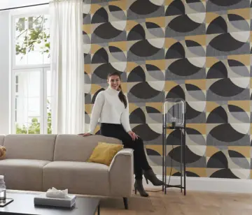 Tapet modern, geometric, gri, galben, negru Plată securizată