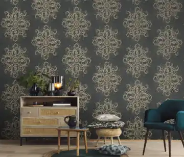 Lichidare de stoc Tapet clasic, elegant, negru, auriu, dormitor, living, elegant