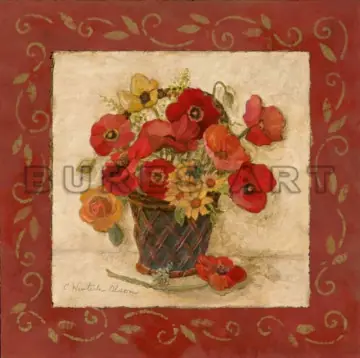 Poster floral cosulet cu maci rosii si flori galbene Ofertă limitată