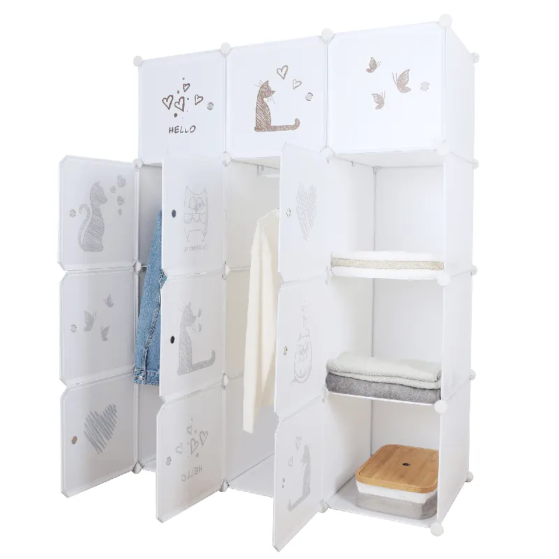 Dulap modular pentru copii, model alb / maro pentru copii, KITARO Reducere specială