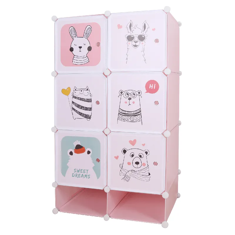 Dulap modular pentru copii, roz / model copii, NORME Ofertă exclusivă