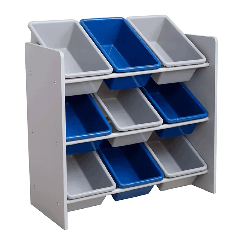 Ofertă specială Organizator / raft pentru jucării, gri / albastru, MAHEK