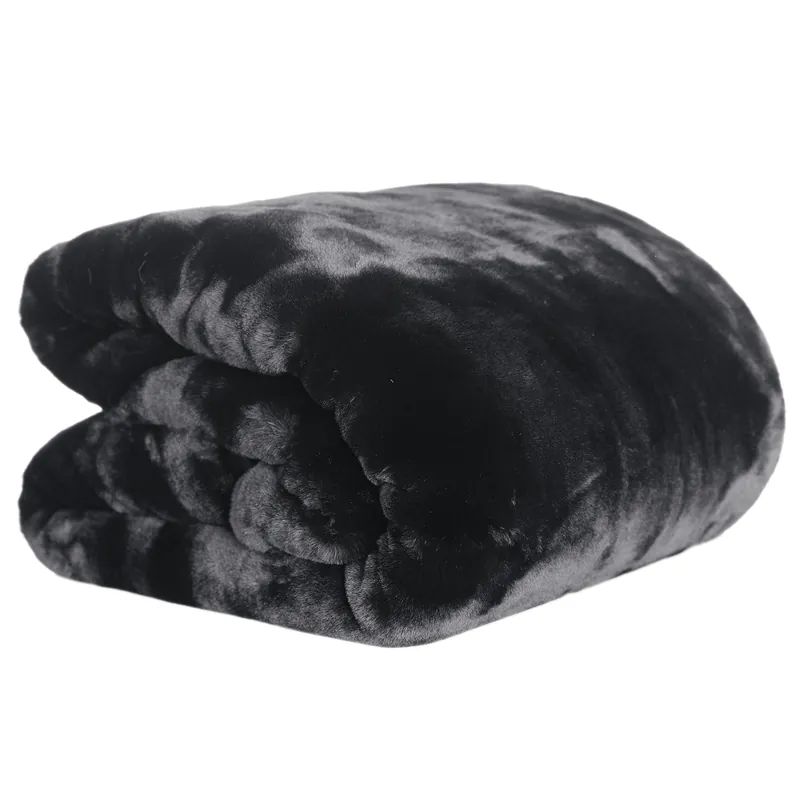 Calitate înaltă Pătură de blană, neagră, 150x170, RABITA TIPUL 1