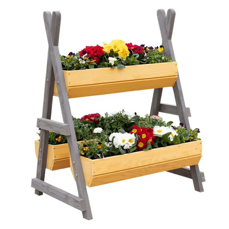 Promoție Suport pentru flori din lemn, natural / gri, BERON