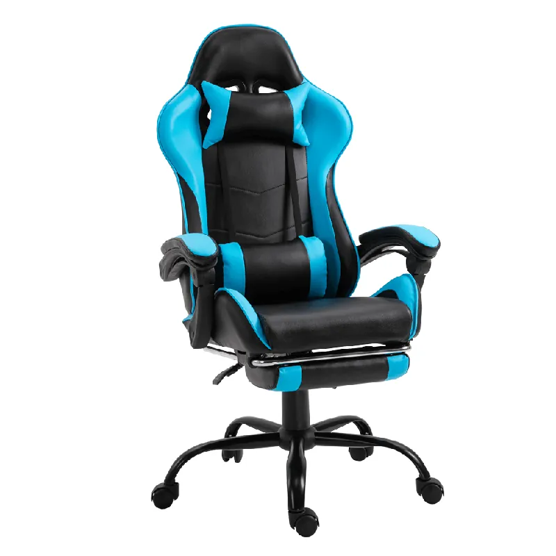Fotoliu birou/gaming cu suport pentru picioare, negru/albastru, TARUN Cumpără acum