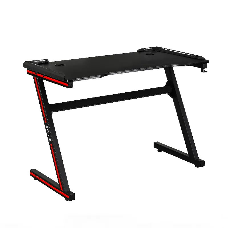 Masă de joc / masă pentru computer, cu iluminare LED RGB, negru / roşu, MACKENZIE 100cm Plată securizată