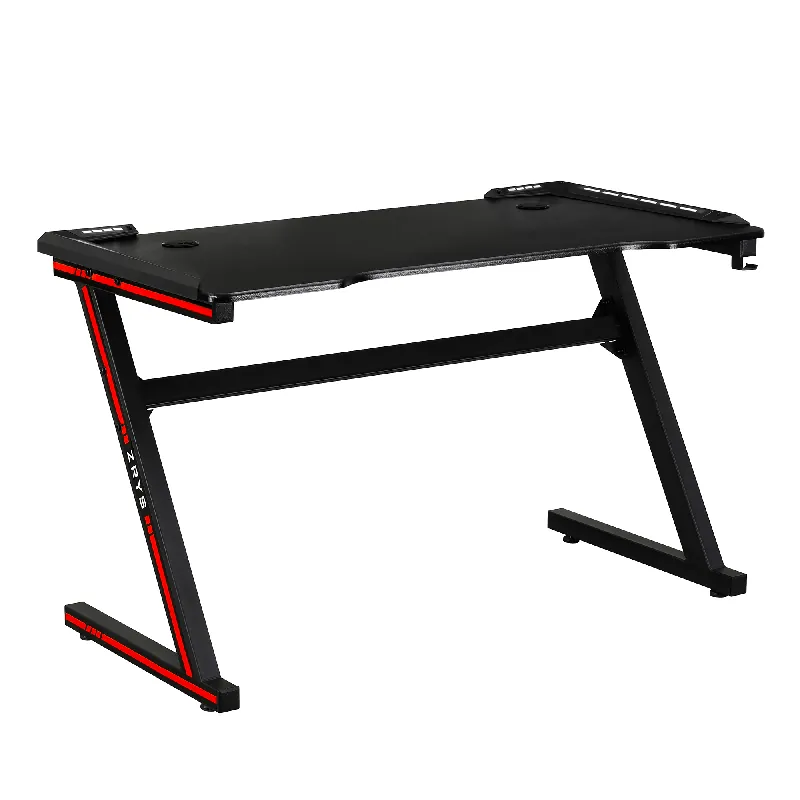 Masă de joc / masă pentru computer, cu iluminare LED RGB, negru / roşu, MACKENZIE 120cm Ofertă