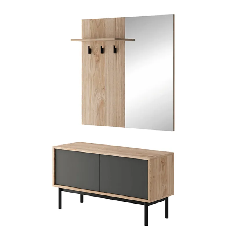 Discount Mobilier de hol, stejar jaskson hickory/grafit, BERGEN BGD104