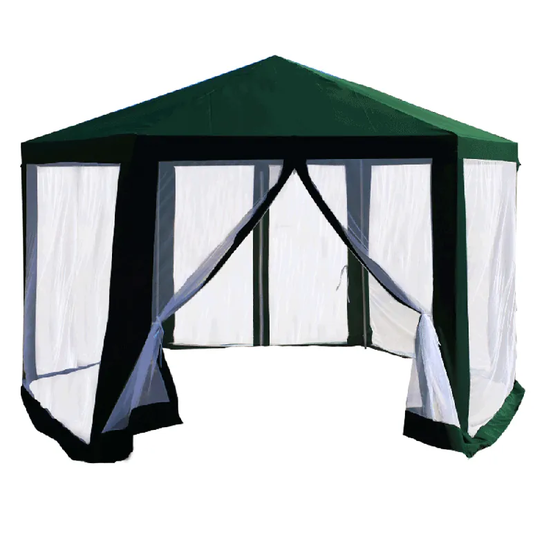 Vezi acum Pavilion cort pentru grădină, 3,9x2,5x3,9m, verde / alb, RINGE TIP 1 6 laturi