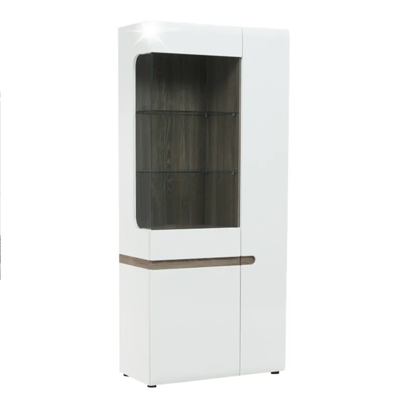 Mai ieftin Vitrină, albă strălucitoare HG/stejar sonoma închis, LYNATET TYP 05