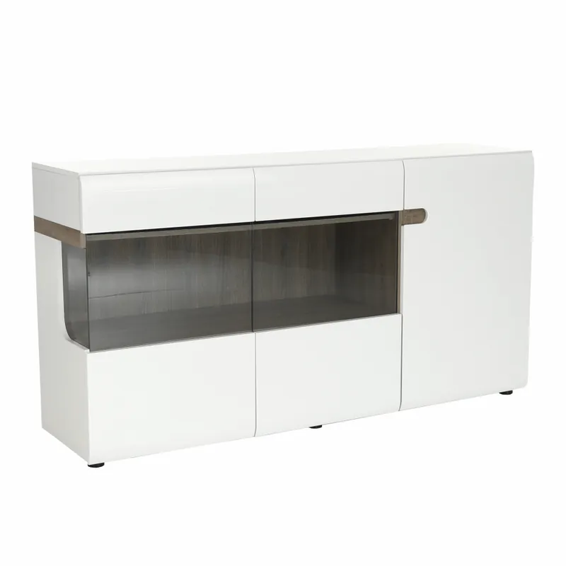 Reducere Comodă, albă strălucitoare HG/stejar sonoma închis, LYNATET TYP 42