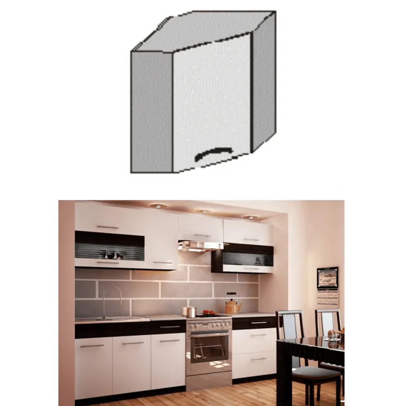 Dulapul de sus colţ, alb/venge, JURA NEW B GN-58*58 Reducere