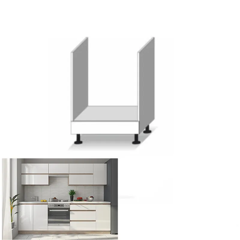 Premium Dulap inferior mască aragaz, alb super luciu HG, LINE ALB