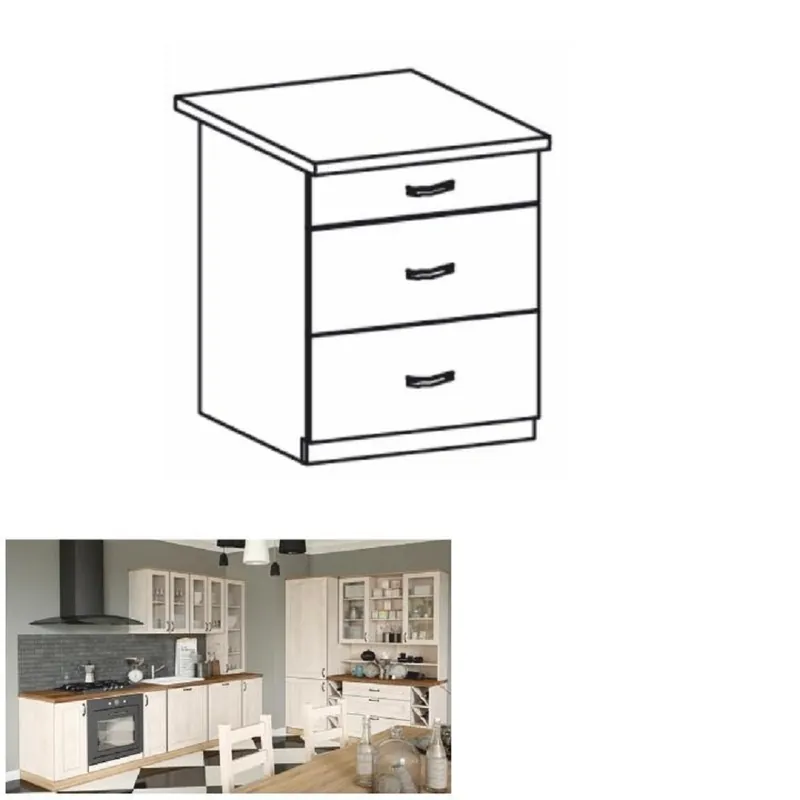 Dulap cu sertare inferior, alb/pin nordic, ROYAL D60S3 Reduceri